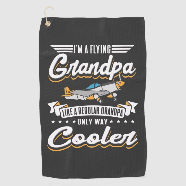 Serviette De Golf Grand-père de l'aviation - Gag Glacière uniquement (Devant)