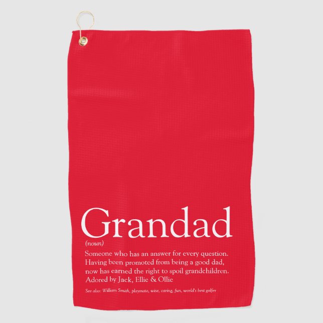 Serviette De Golf Grand-père rouge moderne Définition de grand-père  (Devant)