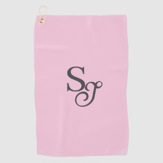 Serviette De Golf Gray script initial monogram pink