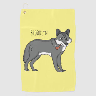 Serviette De Golf Gray wolf with pipe cartoon