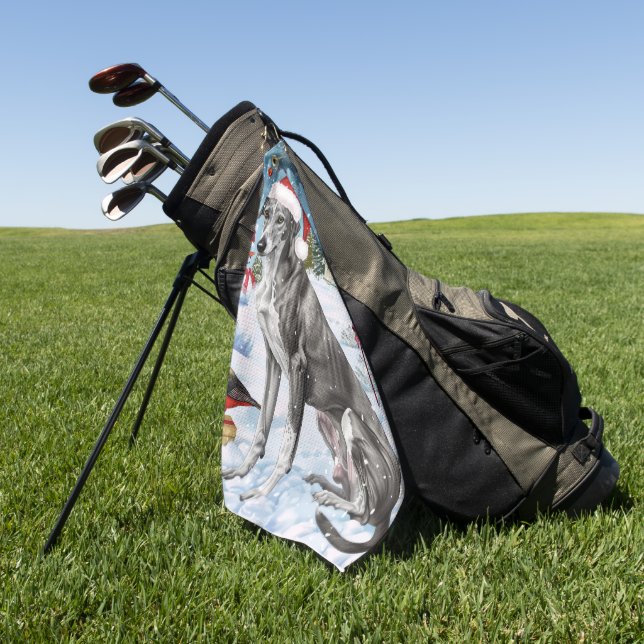 Serviette De Golf Greyhound Winter Wonderland Christmas Joie (Vert)