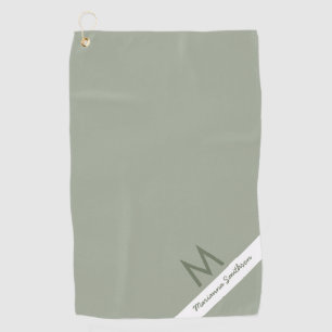 Serviette De Golf Grille de mesure verte moderne Nom monogramme pers