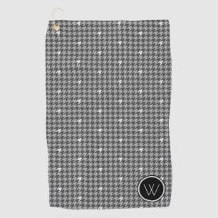 Serviette De Golf Gris avec Accent Argent Houndstooth Golf Towne
