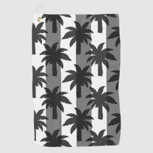 Serviette De Golf Gris Blanc Tropical Palmiers Stripes Design