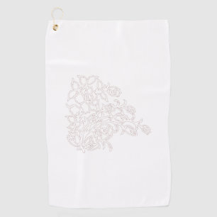 Serviette De Golf Gris pâle, Lait Blanc, design floral