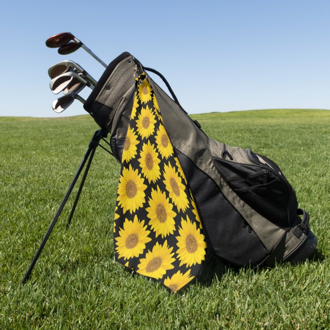 Serviette De Golf Gros Tournesols jaunes (Vert)