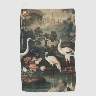 Serviette De Golf grues vintages et palais sous les tropiques