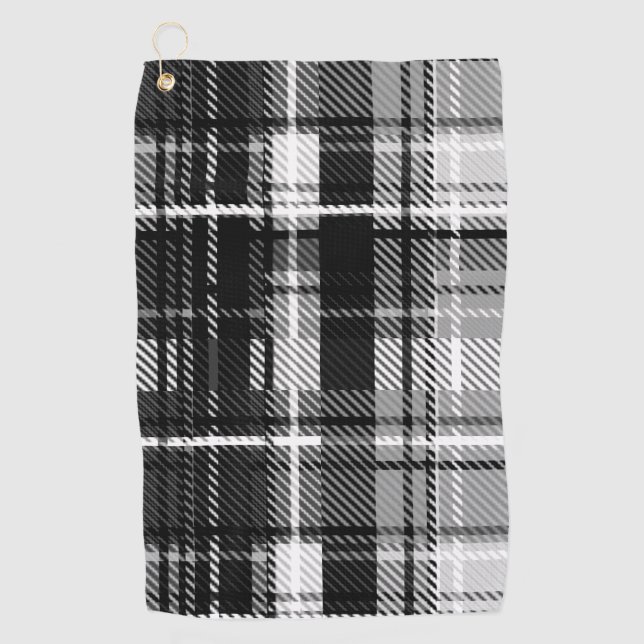 Serviette De Golf Grund Black Blanc Flannel Plaid Tartan Design (Devant)