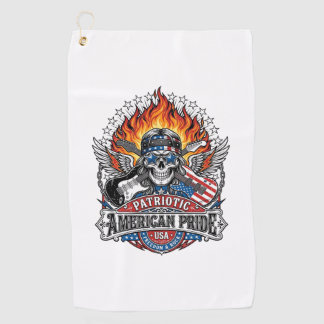 Serviette De Golf Guitariste de la liberté patriotique Crâne Musique