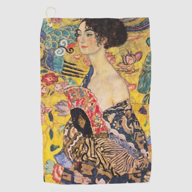 Serviette De Golf Gustav Klimt - Dame avec ventilateur (Devant)