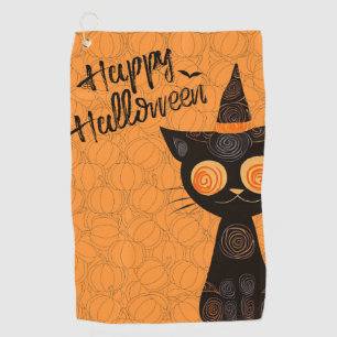 Serviette De Golf Halloween/chat/citrouille/automne