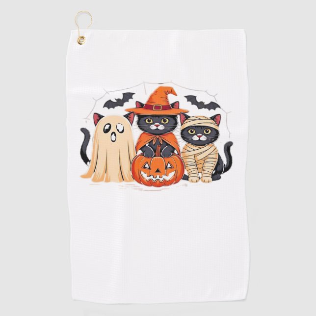 Serviette De Golf Halloween Cute Ghost Citrouille Chat Classic T-Shi (Devant)