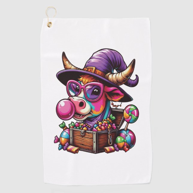 Serviette De Golf Halloween de la vache Rainbow Highland (Devant)