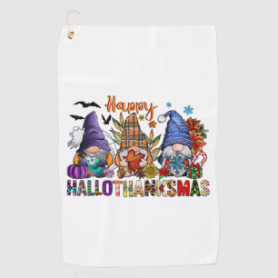 Serviette De Golf Halloween Gnomes Joyeux Hallothanksmas Thanksgivin