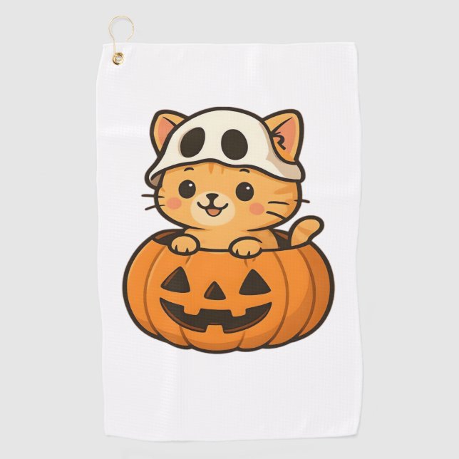 Serviette De Golf Halloween Kitty à l'intérieur d'un T-shirt classiq (Devant)