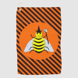 Serviette De Golf Halloween Magic Bee Witch Orange et Black Stripes