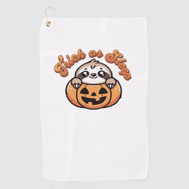 Serviette De Golf Halloween Sloth Trick ou Sleep Jote Slote Citrouil (Devant)