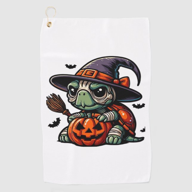 Serviette De Golf Halloween Tortoise Turtle Witch Hat Costume Spooky (Devant)