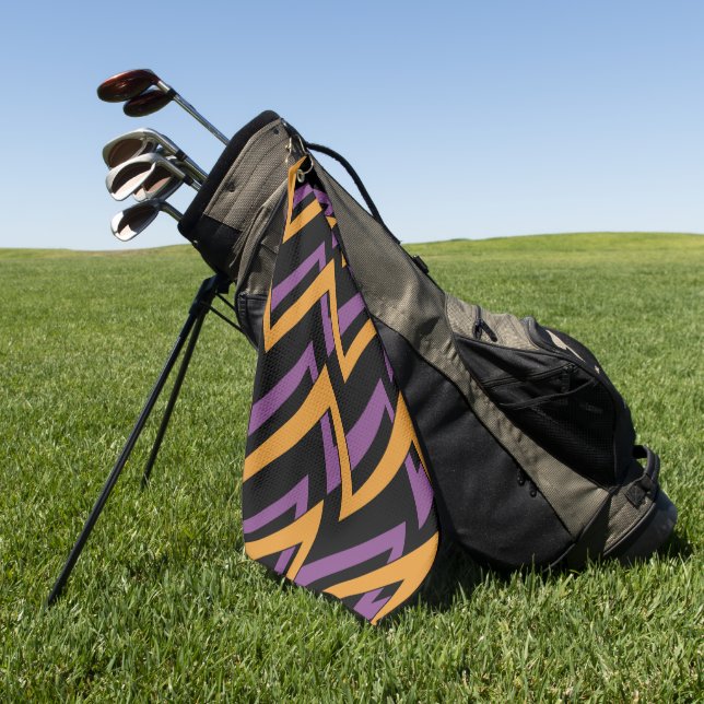 Serviette De Golf Halloween Zig Zags Orange Purple (Vert)