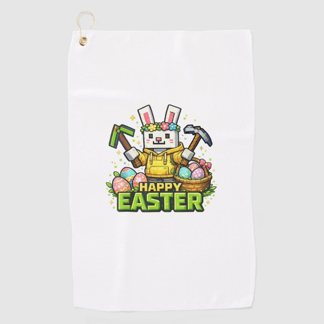 Serviette De Golf Happy Easter Day Bunny Egg Gamer Video Game Kids M (Devant)