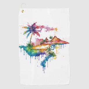 Serviette De Golf Hawaii design avec des plaques colorées