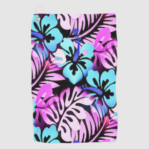 Serviette De Golf Hawaiian Flown Motif Tropical Rose Aqua Blue