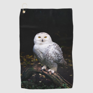 Serviette De Golf Hibou des neiges majestueux d'hiver