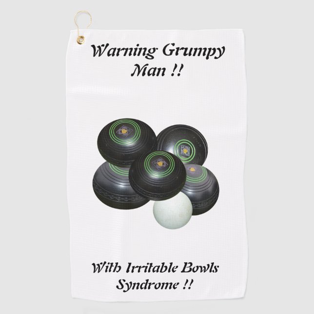 Serviette De Golf Homme Grumpy Drôle À La Pelouse Bowls Design, (Devant)