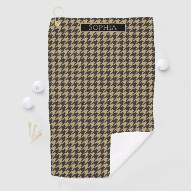 Serviette De Golf Houndstooth Motif-Pale Taupe- (En situation)