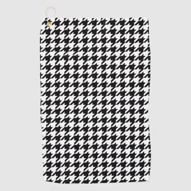 Serviette De Golf Houndstooth noir et blanc (Devant)
