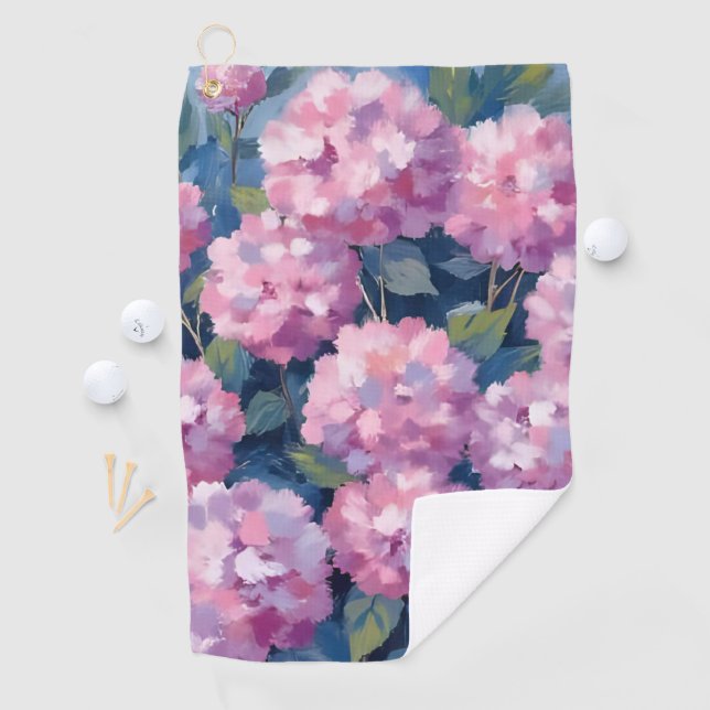 Serviette De Golf Hydrangeas Florales Rose Tendre (En situation)