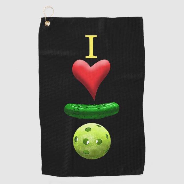 Serviette De Golf I Love Pickleball Black Sweat Towne (Devant)