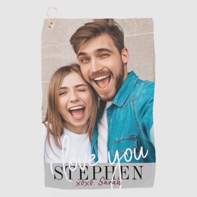 Serviette De Golf I Love You Valentine's Day Photo (Devant)