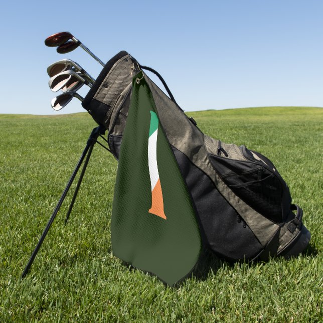Serviette De Golf I Monogramme superposé sur le drapeau irlandais gt (Vert)