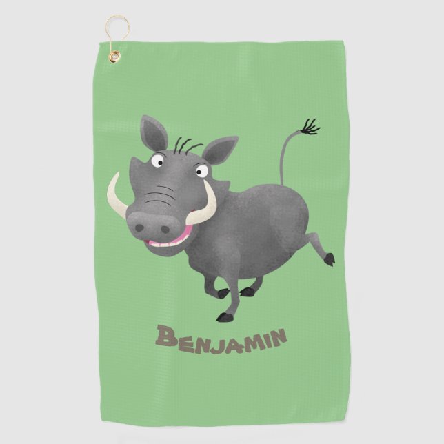 Serviette De Golf Illustration amusante d'un cochon de phacochère af (Devant)