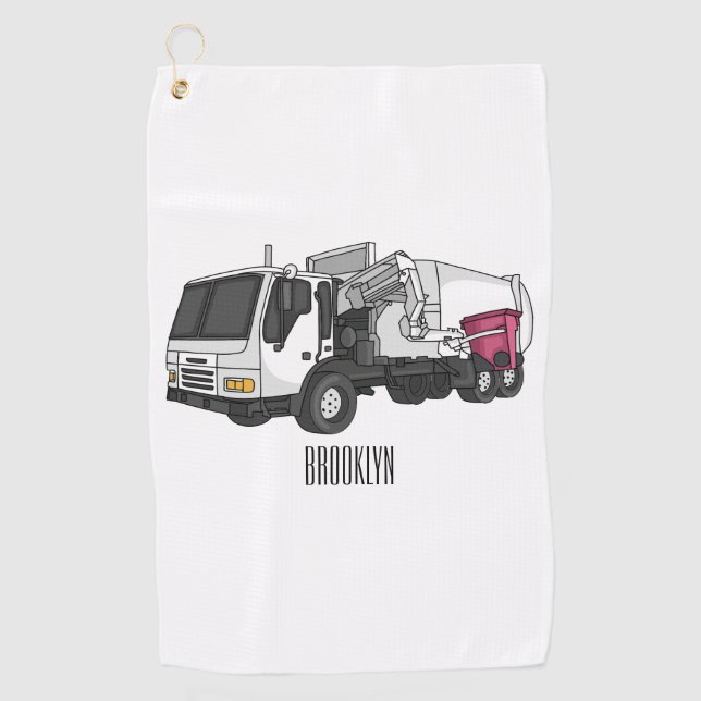 Serviette De Golf Illustration de camion à ordures (Devant)