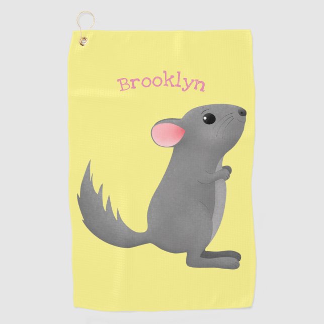 Serviette De Golf Illustration de chinchilla gris mignon (Devant)