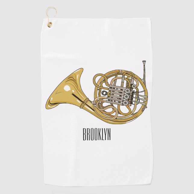 Serviette De Golf Illustration de corne française (Devant)