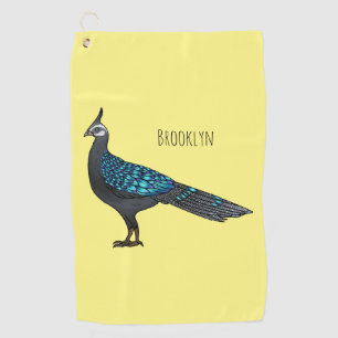 Serviette De Golf illustration de dessin animé d'oiseau faisan paon 