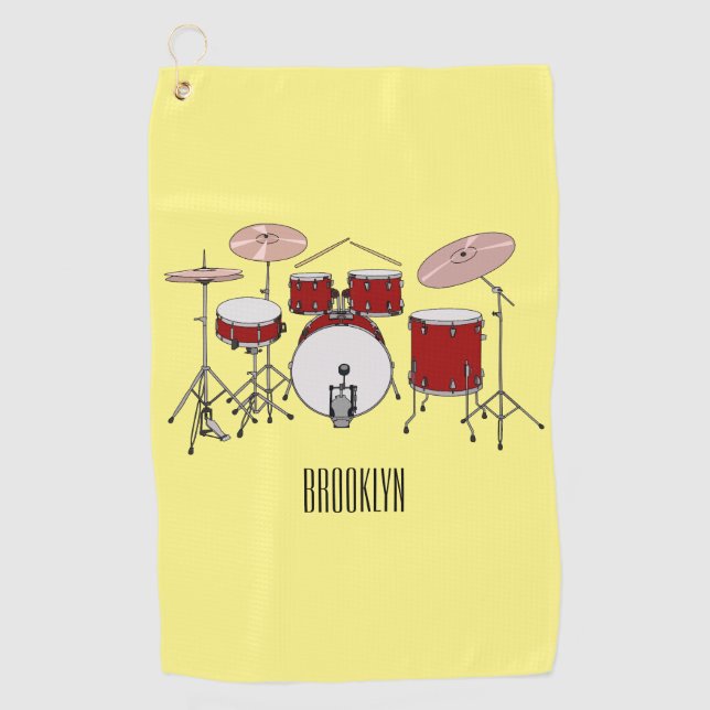 Serviette De Golf Illustration de kit de batterie (Devant)