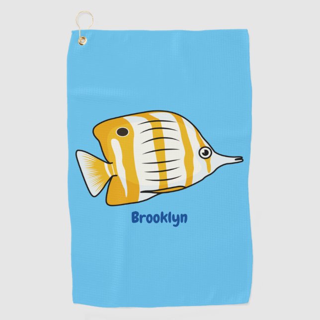 Serviette De Golf Illustration de la caricature du poisson papillon  (Devant)