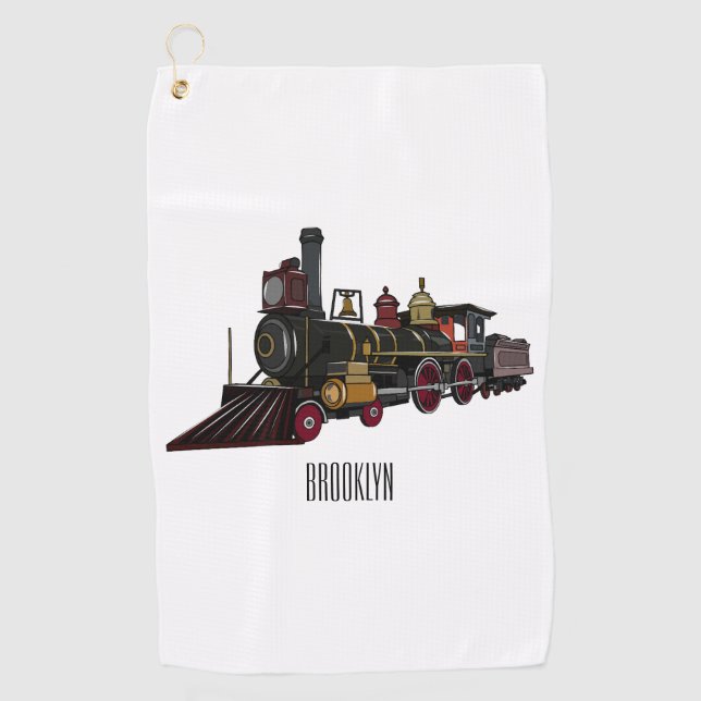 Serviette De Golf Illustration de la locomotive à vapeur (Devant)