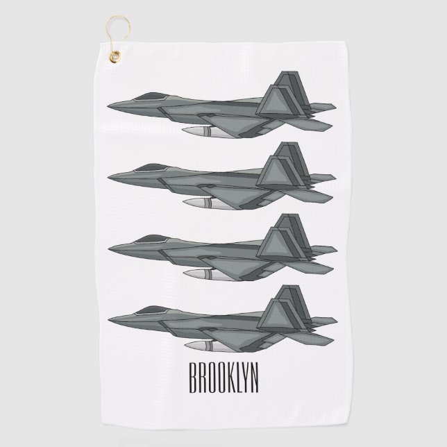 Serviette De Golf Illustration de l'avion de chasse (Devant)
