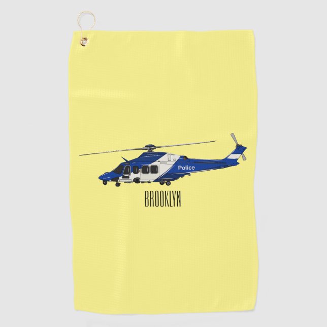 Serviette De Golf Illustration de l'hélicoptère de police (Devant)