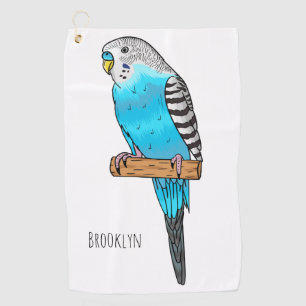 Serviette De Golf Illustration de l'oiseau bleu budgerigar