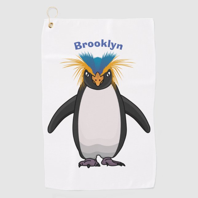 Serviette De Golf Illustration de mignon macaroni pingouin (Devant)