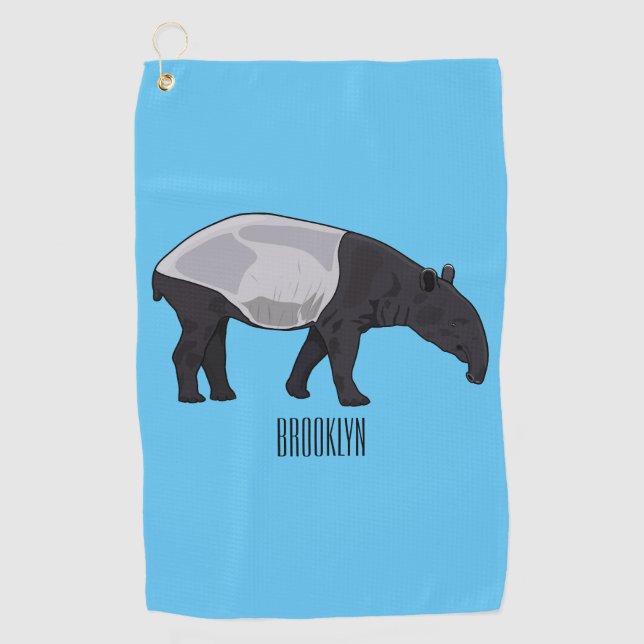 Serviette De Golf illustration de tapir de dessin animé (Devant)