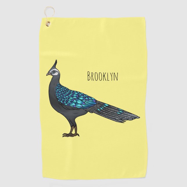 Serviette De Golf Illustration d'oiseau de faisan paon de Palawan (Devant)