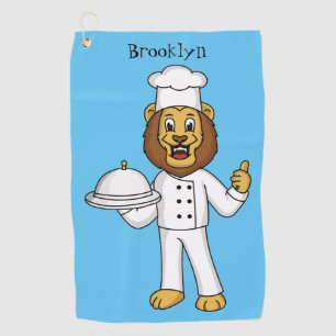 Serviette De Golf Illustration du chef mignon lion