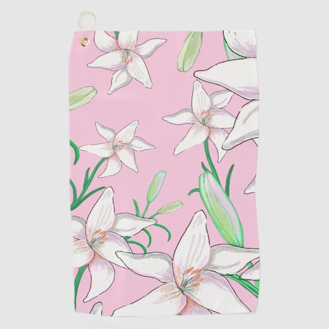 Serviette De Golf Illustration d'un Arrière - plan rose (Devant)